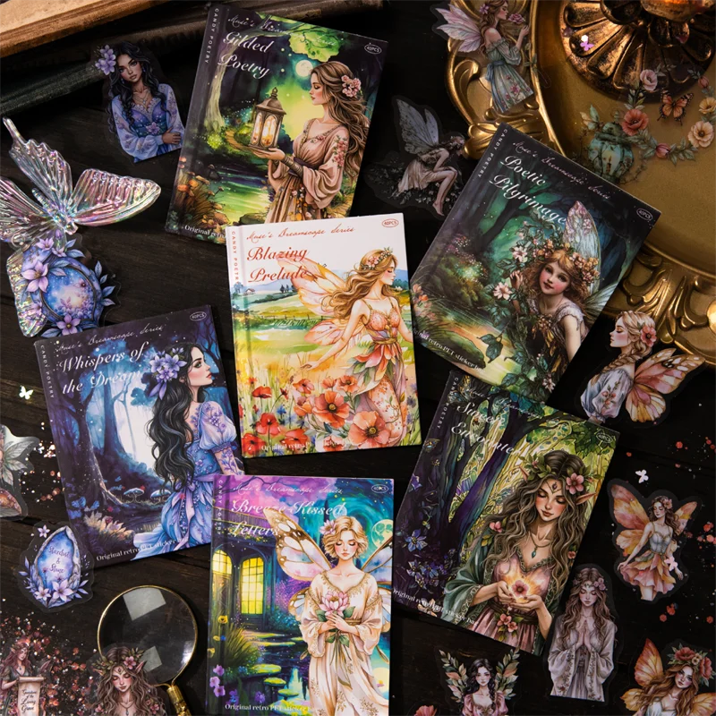 

3 Packs Vintage Fairy Character Sticker Packs No-Cut Required Planner Decorative Stickers Journal Collage Backgrounds Creative