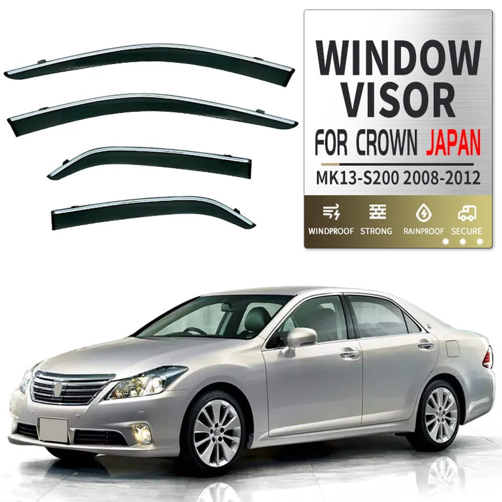 

Хромированные полоски, защита от дождя для TOYOTA CROWN S200 2008-2012, оконный козырек, ветровые дефлекторы, дверной козырек, вентиляционные шторы, вентиляционный козырек