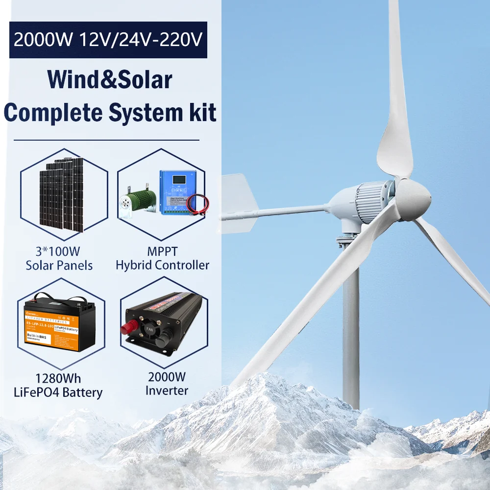 

3kw Wind Turbine 3000W 24V 48V 96V With MPPT/Charge Controller Windmill Yacht Farm Small Wind Generator Home Use Free Energy