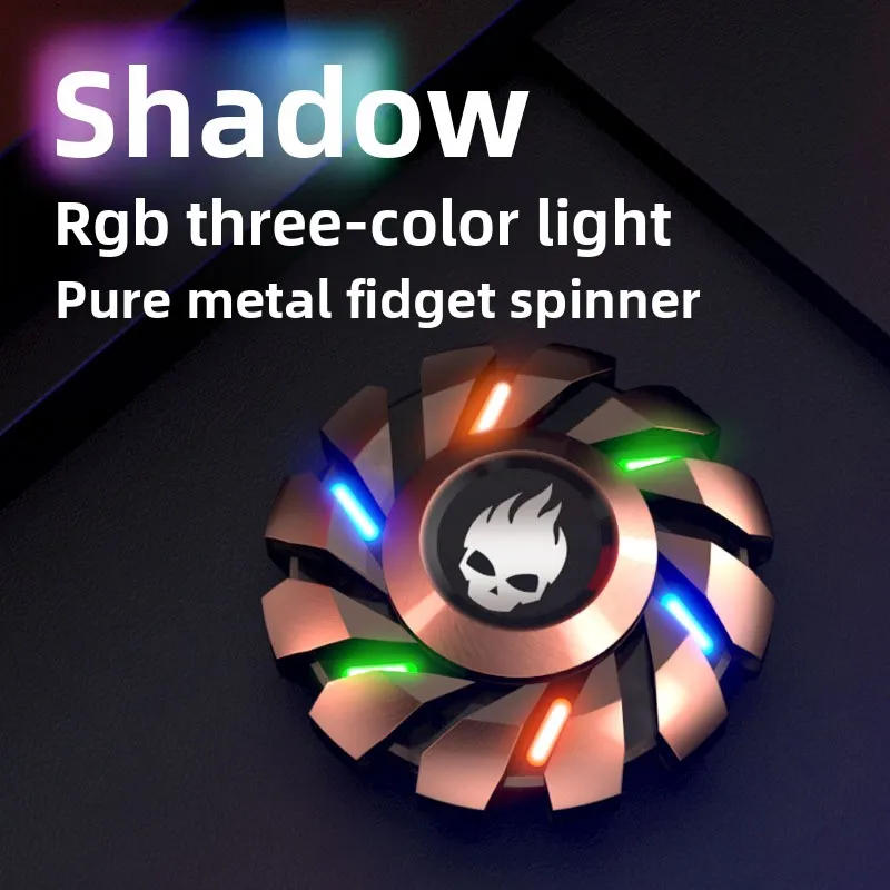 Metal fingertip gyro finger decompression luminous toy black technology blue magic zinc alloy decompressor