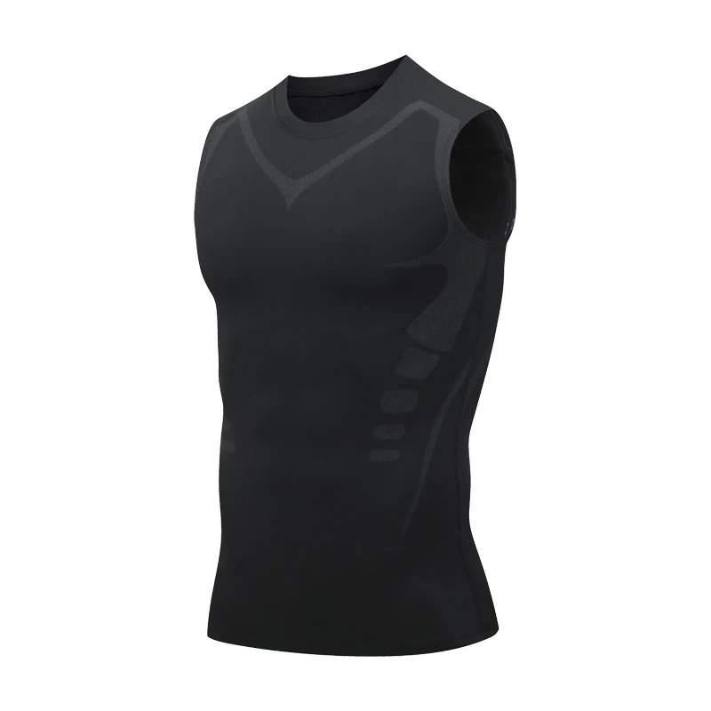 Men's shoulder quick drying vest, sports tight fitting vest super elastic breathable sweat absorbing, running, fitness training image 5