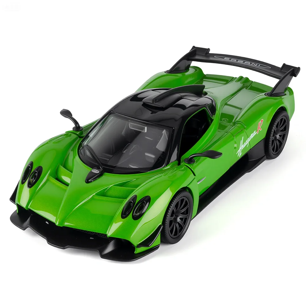

1:32 Pagani Huayra R Модель игрушки Zonda R Литой под давлением сплав Спортивный автомобиль Звук Свет Открытые двери Миниатюрные автомобили Детские подарки