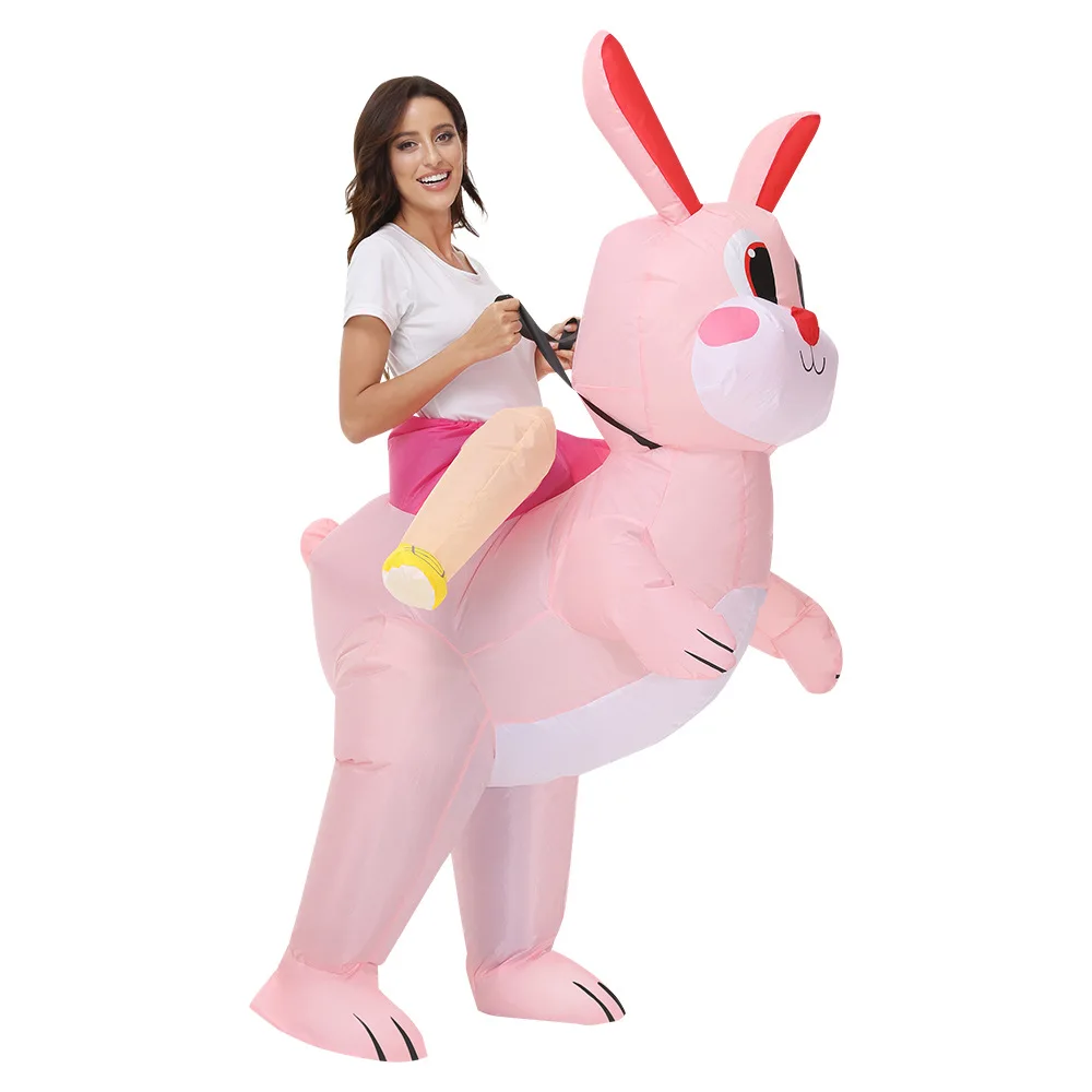 Costume de lapin mignon gonflable pour hommes et femmes, Halloween, Pâques, Pourim, Carnaval, ix, Cosplay Animal, Costumes de lapin