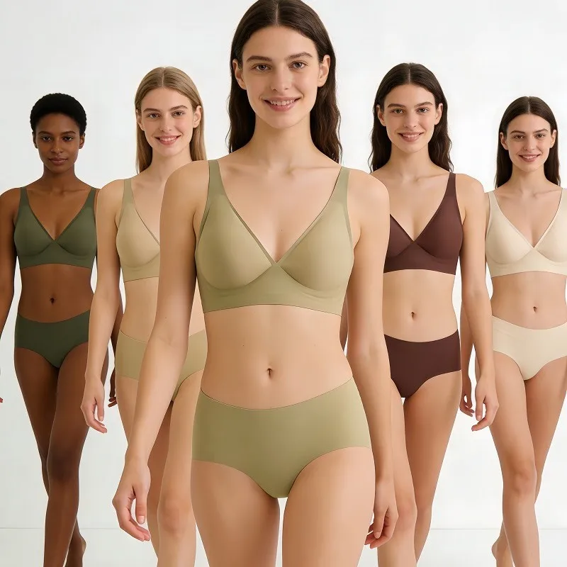 

Sexy Bra Invisible Seamless Bra and Panties No Wires Jelly Muscle Bra Comfortable Underwear Set for Women
