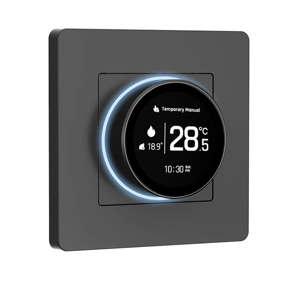 

Терморегулятор для домашнего использования с дистанционным управлением, программируемый, для теплого пола, с круглым TFT-экраном 1,82 дюйма