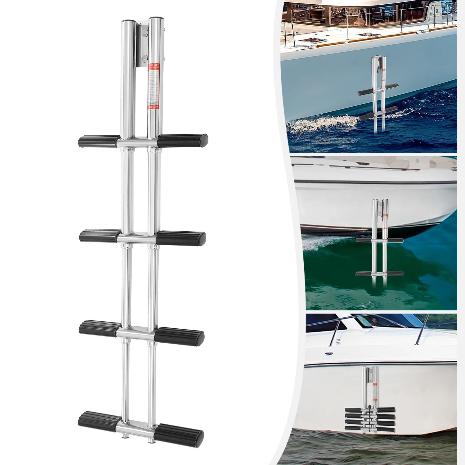 

4 Steps Boat Ldder Stainless Steel Vertical Telescoping Transom Mounting Ladder Boat Accessories