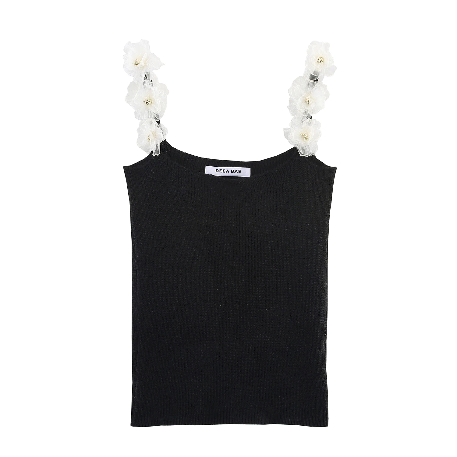 Autumn new women's clothing European and American casual temperament simple flower sleeveless suspender knitted top
