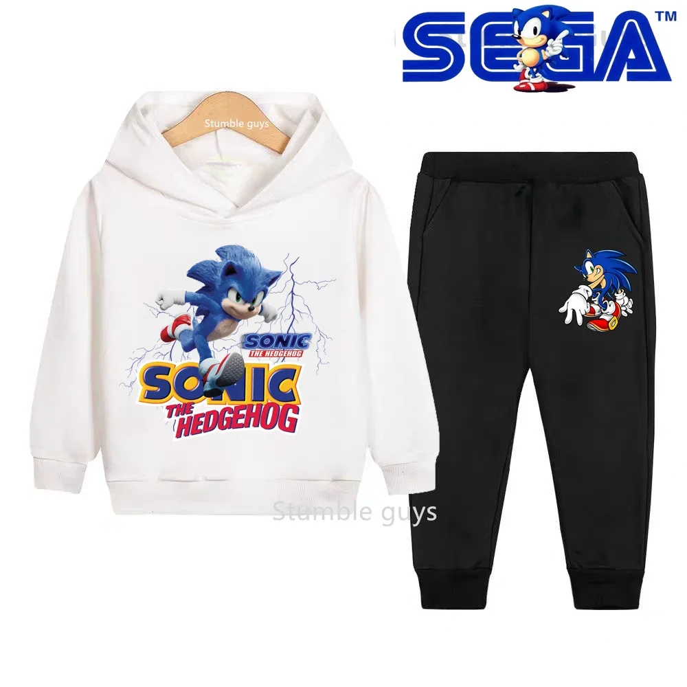 Kids Sonic Hoodie Set Autumn Winter Boys Clothes Girls Warm Casual Sweatshirt Trucksuit Street Cool Tee​