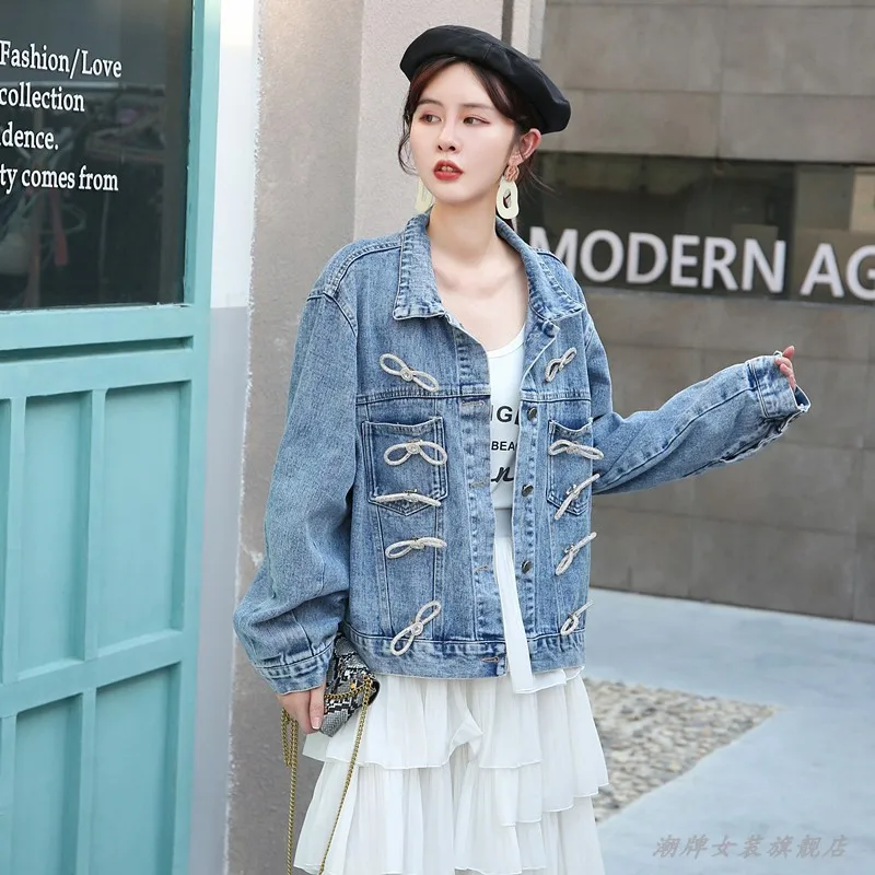 Thailand Tide Brand 2020 New Spring and Autumn Heavy Industry Denim Cross-border Women's Jacket Loose Denim Jacket Spring and Au