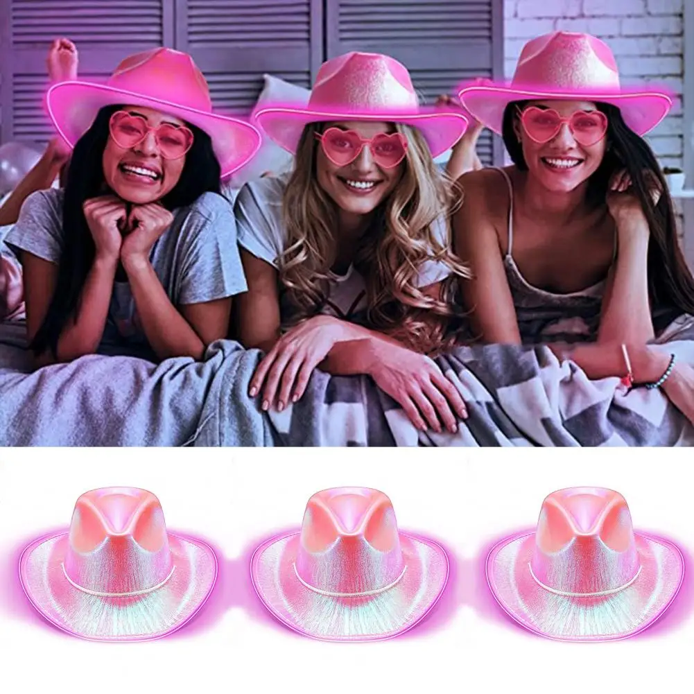 LED Cowgirl Hat  Wide Brim   Western Cowboy Hat Holographic Space Cowboy Cowgirl Hat