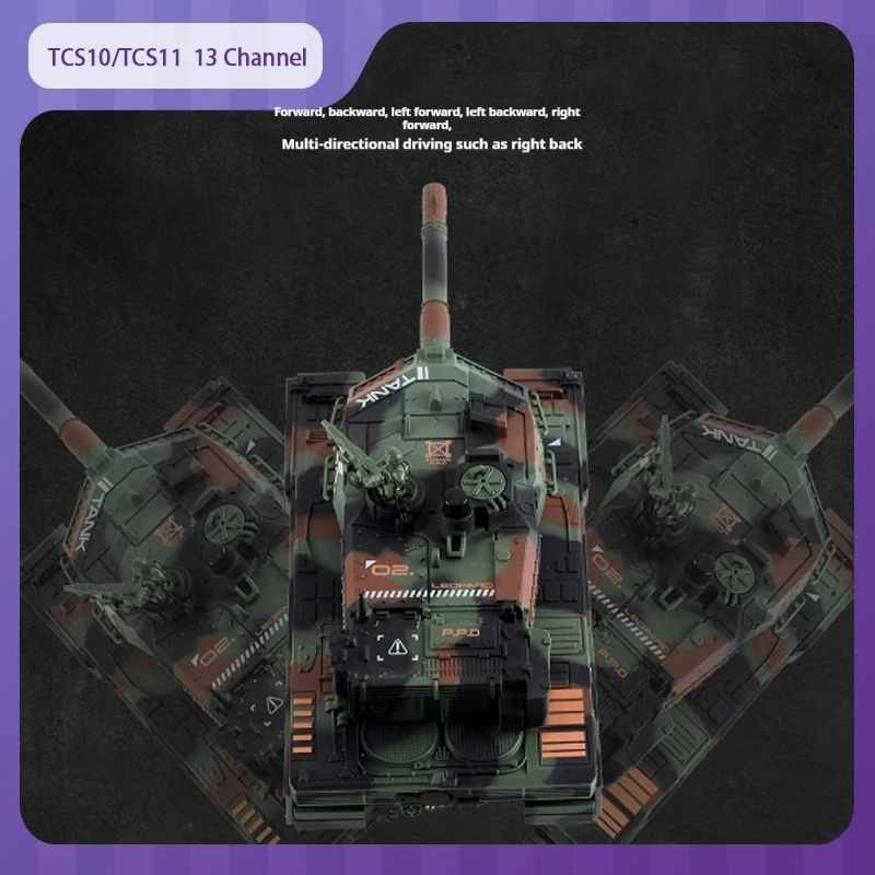 

TCS10/TCS11 Rc Tank 2.4g 13 Channel Turret Rotating Remote Control Tank Light Music Water Bomb Spray Armored Model Toy Gift