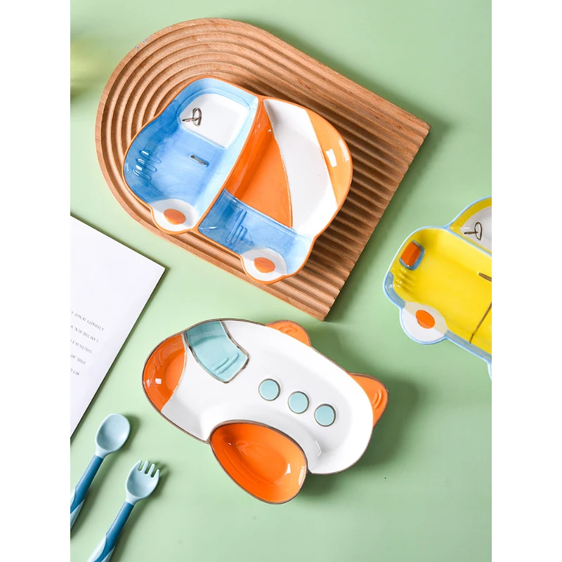 

Creative Porcelain Plate Cute Cartoon Shape Multi-Grids Children Homehold Tableware Fruit Snacks Vegetables Buffet Plates