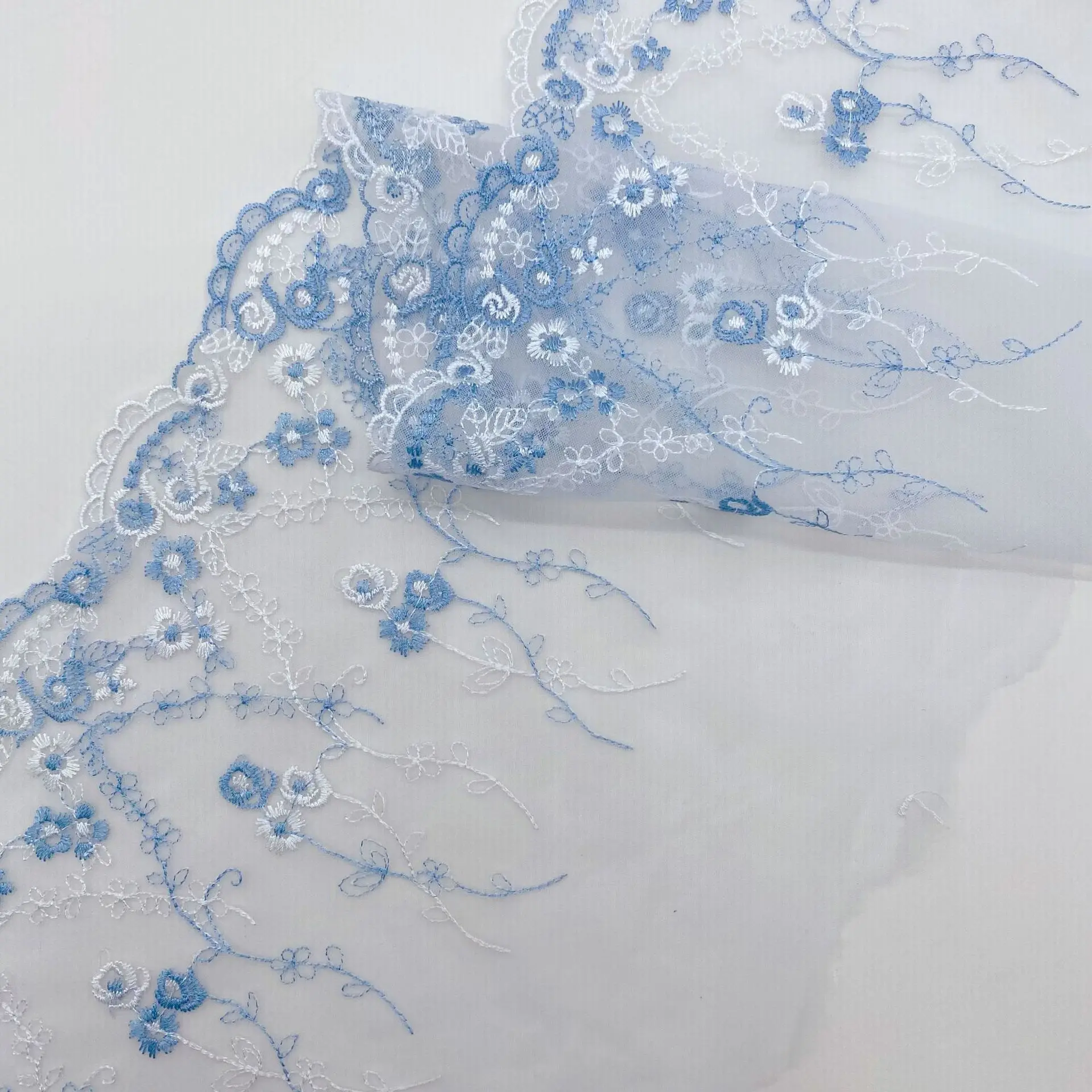 

2 ярда, 21 см, синяя мягкая сетка, вышивка, кружевная отделка, аксессуары для платья, кружевная ткань, швейные поделки, материал куклы