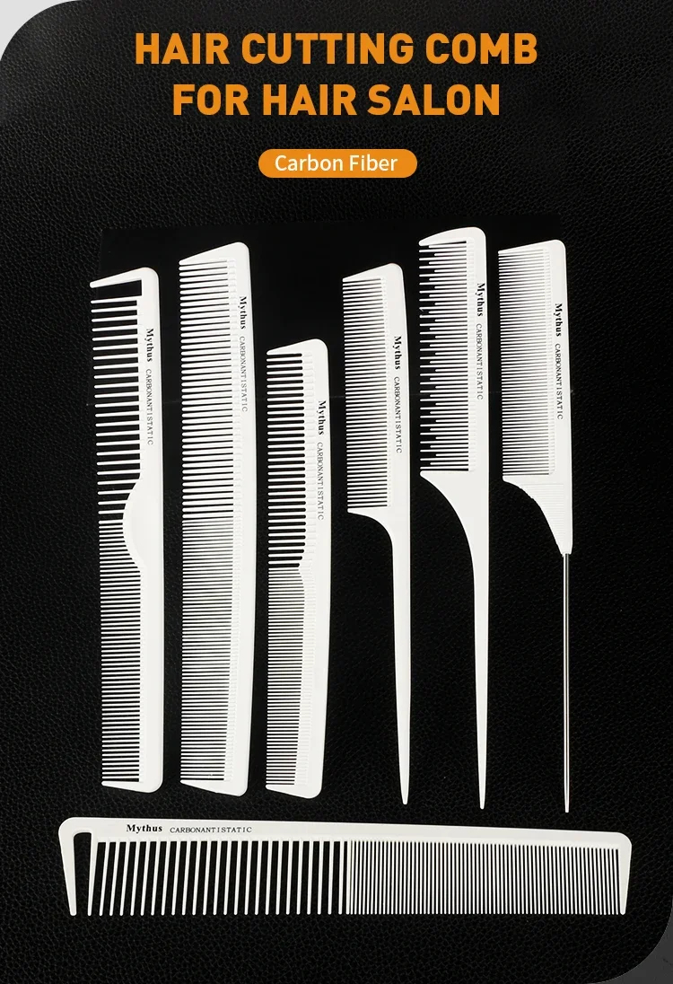 Mythus Barber Kamm Haarschnitt Professionelle Friseur Styling Kamm Set Salon Haarpflege Styling Werkzeug Carbon Faser Kamm Set – Detail 4