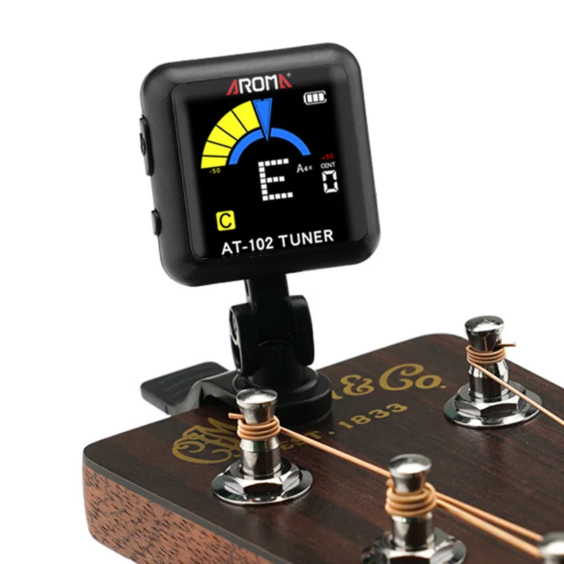 AT-102 USB Rechargeable Tuner Large LCD 360 Degree for Guitar Bass Ukulele Violin