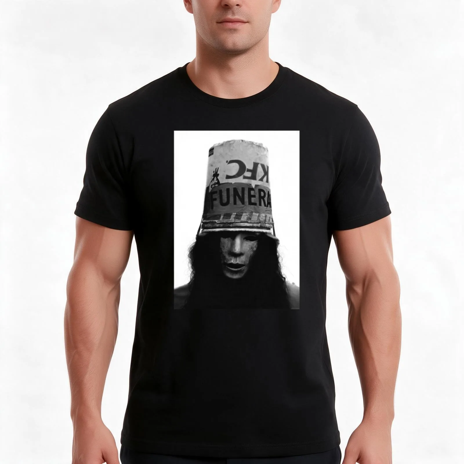 Buckethead T-Shirt, Summer Casual Cotton Tee, Oversized Streetwear Tops, Vintage Graphic Print, Loose Fit Short Sleeve