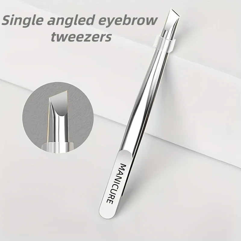 Stainless Steel Tweezers for Hair and Eyebrows Hair Removal Tweezers, Horizontal and Slant Tip for Easy Plucking and Grooming