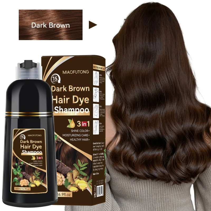Long Lasting Hair Color Shampoo 3 in 1 Black Hair Dye Shampoo for Women&Men Natural Herbal Safety Cover White Gray Hair Cream