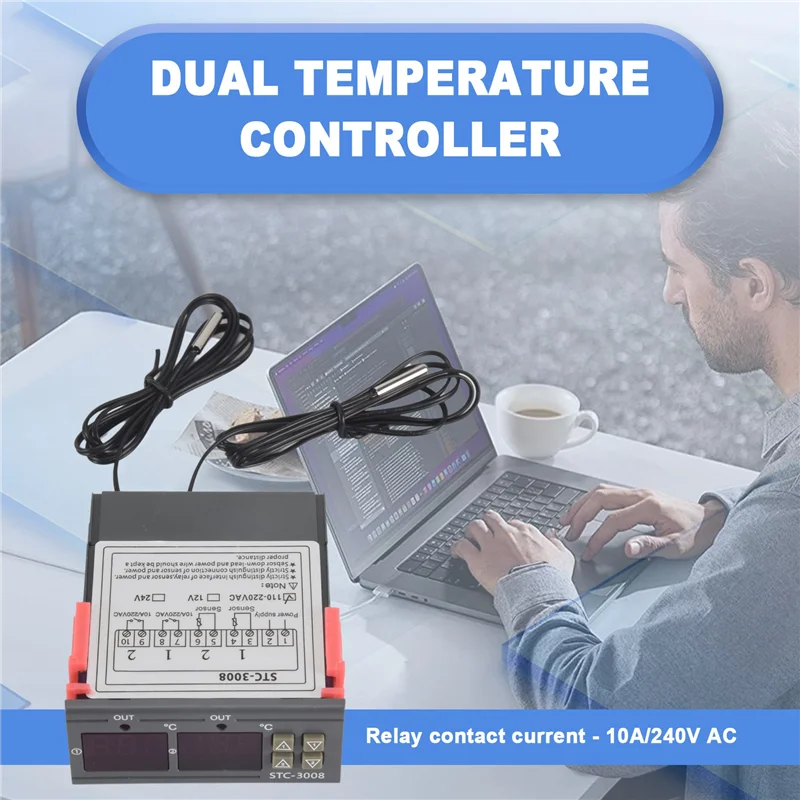 AEF7-Digital Termostato Controlador de Temperatura STC-3008 Termômetro Sensor Higrômetro 12V 24V 220V