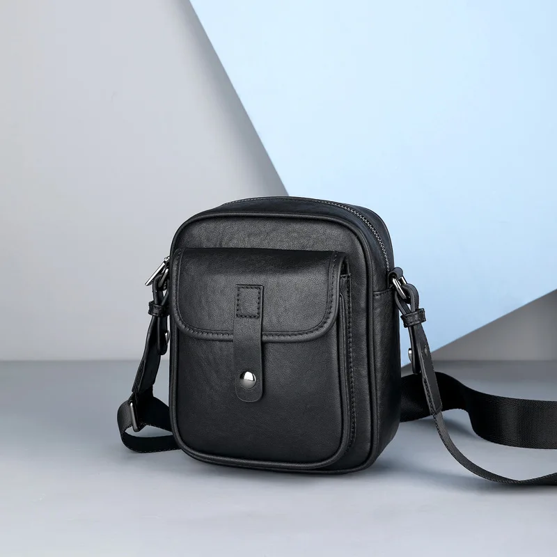 Fashionable Bag New Single Shoulder Genuine Messenger Luxury Bag Leather Men Men's Small Crossbody Bag Fashion Mini Phone