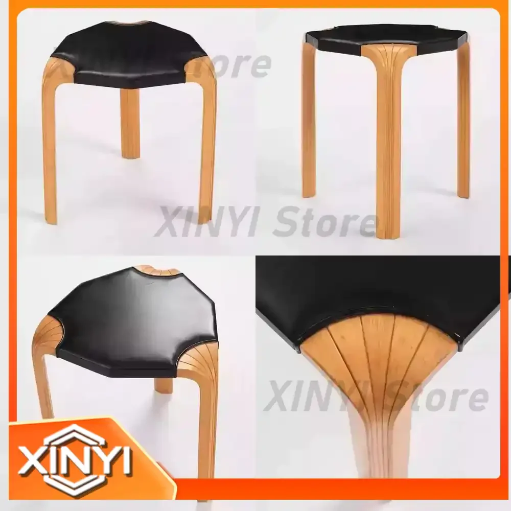 Solid Wood Knight Stool for Furniture Middle Aged White Wax Wood Coffee Table Shoe Changing Stool Luxury Small Chair Makeup