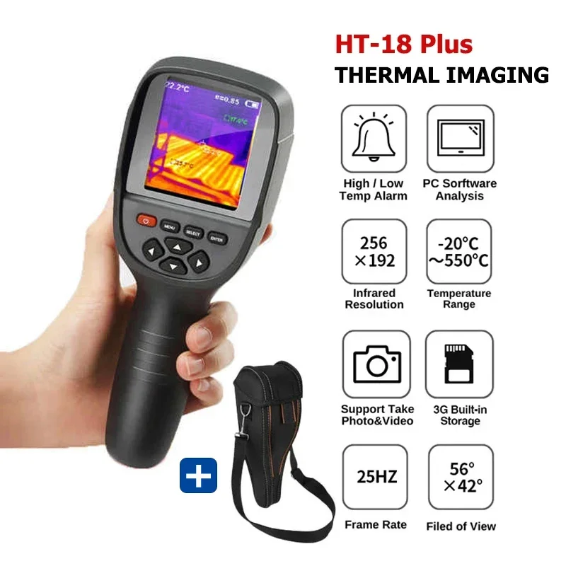 HT-18 Plus Thermal Imaging Camera for Water Pipe Leak PCB Test 256*192 Handheld Thermal Imaging Cameras Hti