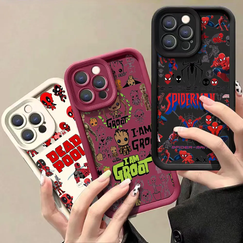 SpiderMan Groot Deadpool Marvel Phone Case For OPPO Reno 11 10 ProPlus 8 8T 7 7Z 6 6Z 5 4 3 Pro Liquid Silicone Shockproof Cover