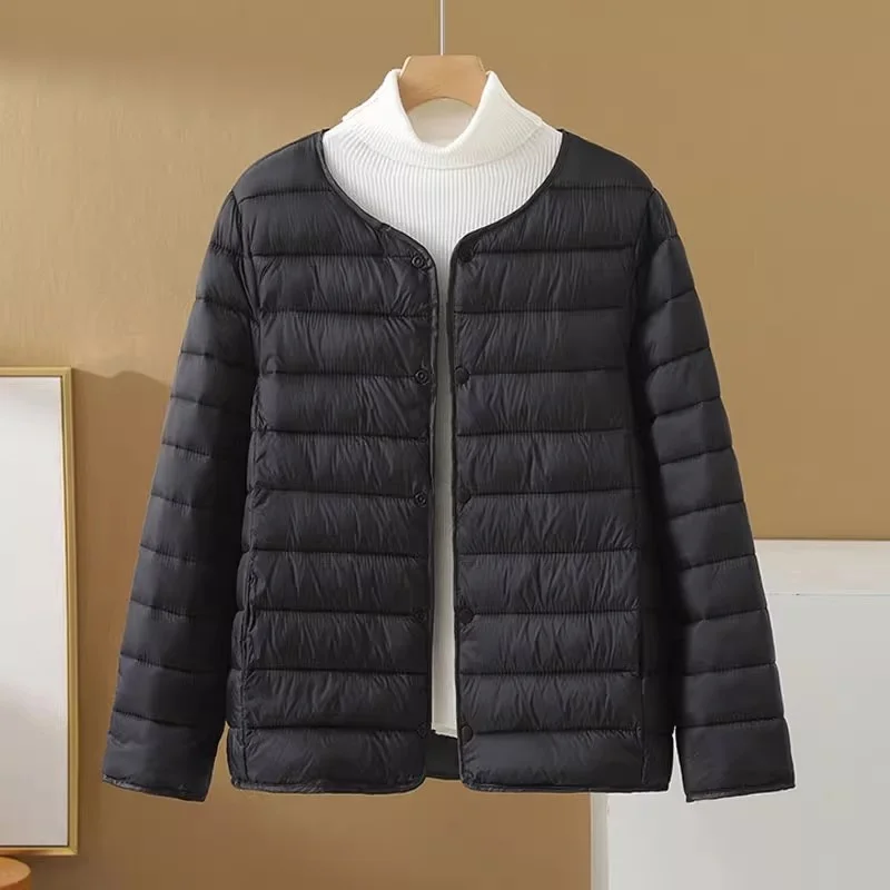 سترة قطنية خفيفة الوزن، معطف نسائي فضفاض غير رسمي برقبة دائرية وصدر واحد w1672 للربيع والخريف والشتاء #2