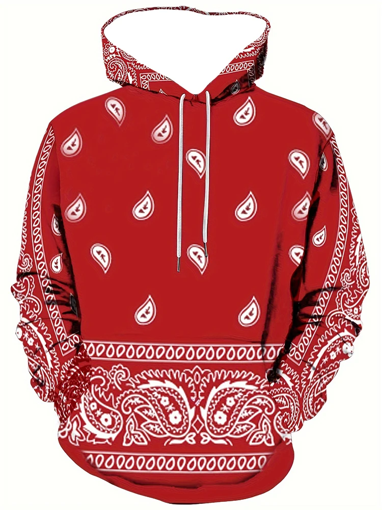 Sudadera con capucha de hombre con estampado de anacardos de moda | Sudadera de manga larga suave y cómoda | con bolsillos con cordón Top primavera/otoño