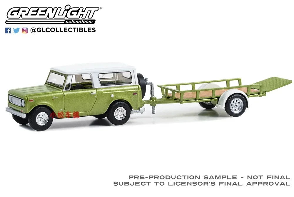 1:64 Hitch & Tow Series 30 1970 Harvester Scout With Utility Trailer Alloy Car Model Collectible Toy Gift Display Ornament W1178