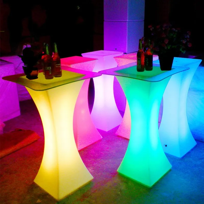 Out Door Use Led Illuminated Bar Cocktail Table Rechargeable Bar Plastic Table Lighted Up Coffee Table Ktv Disco Party Supply