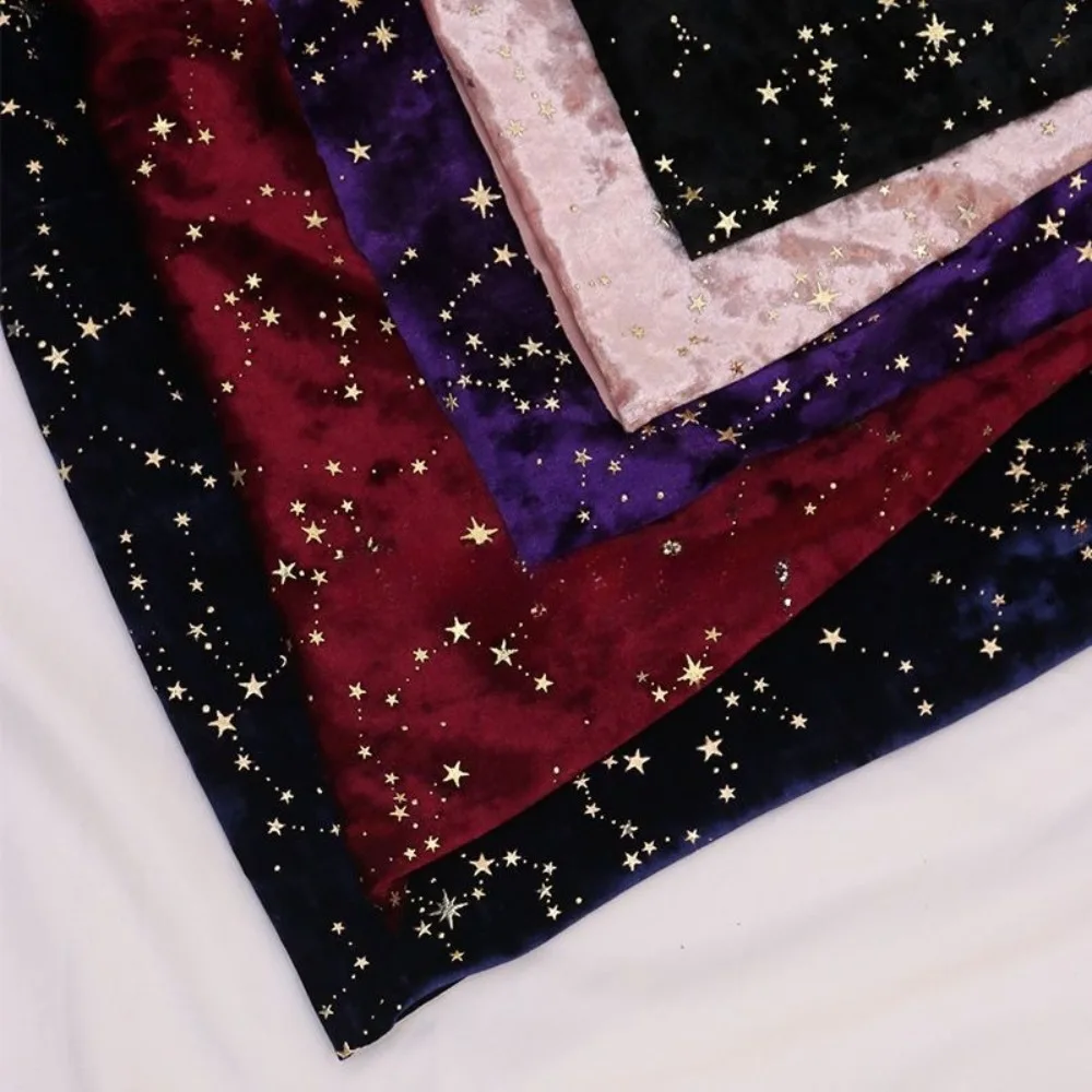 

Gold foil studded constellation velvet fabric diamond shine glued foil meteor pattern for cheongsam dress stage and DIY sewing