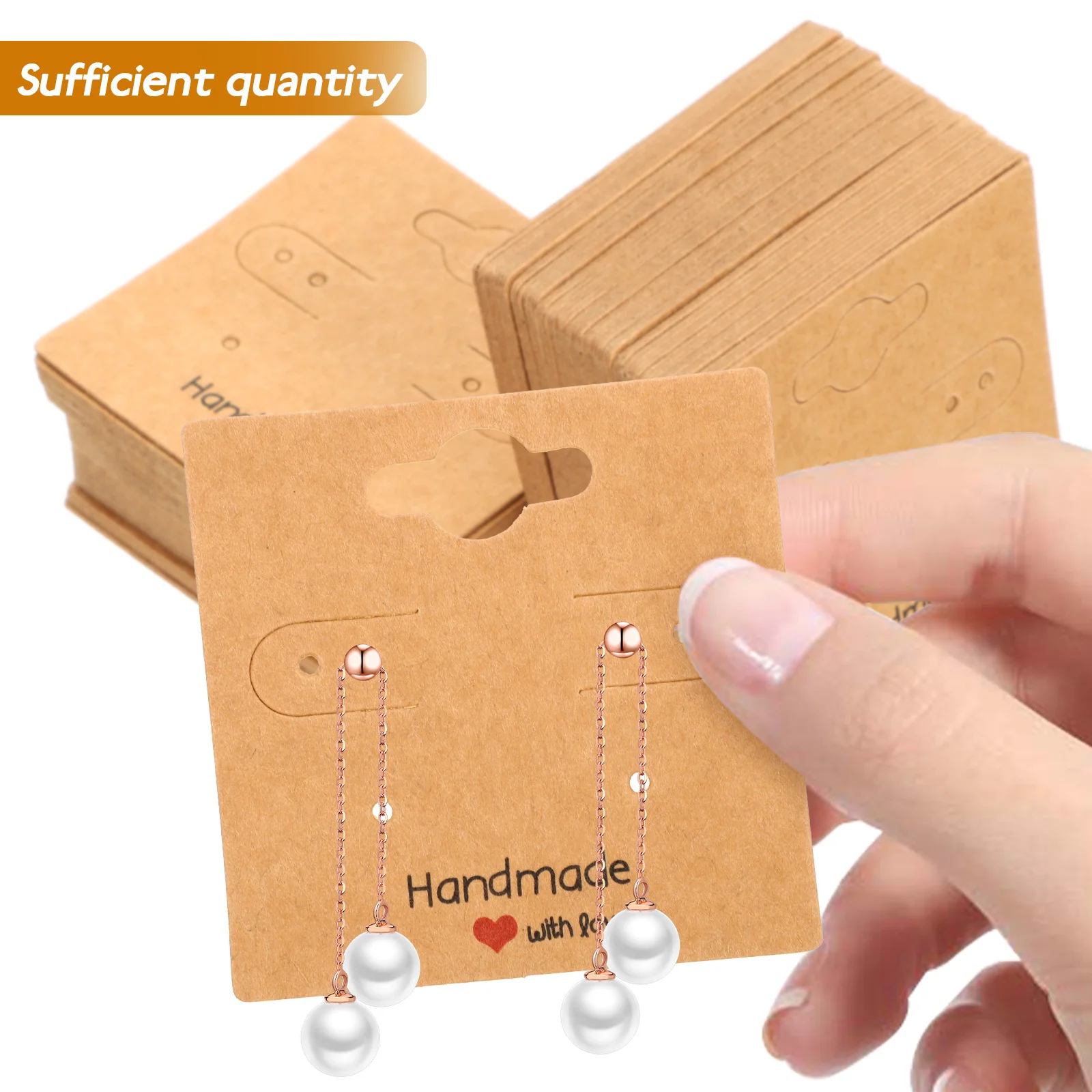 

100 Kraft Paper Necklace Display Cards Sturdy Jewelry Holder Cards Ideal for Earrings Studs Pendants Bracelets