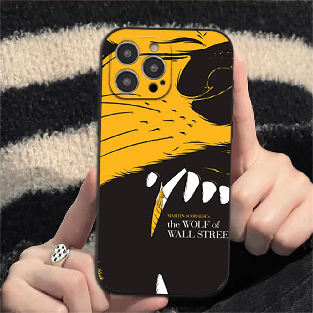 The movie T-The Wolf of Wall Street Phone Case for iPhone 12 11 13 14 15 16 Max Pro Plus Black Soft Silicone shell image 2