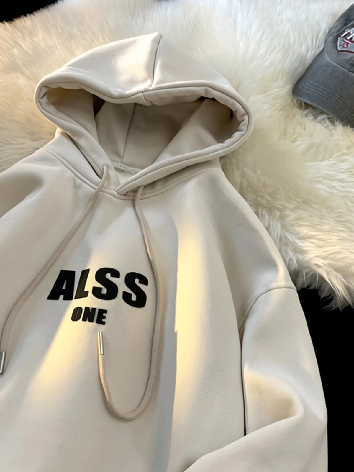 

Мужская толстовка в стиле ретро с американским принтом, на флисовой подкладке, утепленная, осенне-зимняя, с буквенным принтом, повседневная, свободного кроя