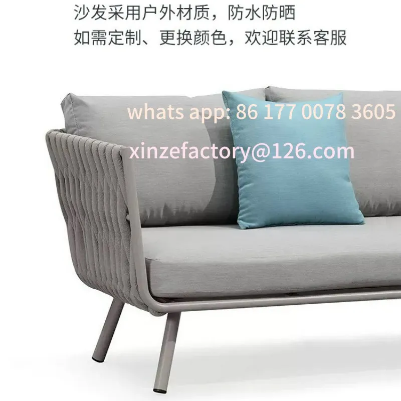 Sofá personalizável pátio varanda cadeira de vime combinação proteção contra chuva e sol com almofada de assento grátis
