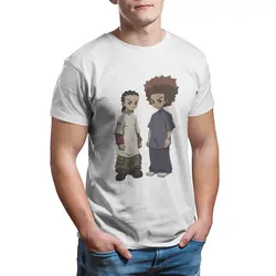 Men's T-Shirts Huey and Riley Freeman The Boondocks  Funny Cotton Tees Short Sleeve Cartoon T Shirt Round Collar Tops Plus Size