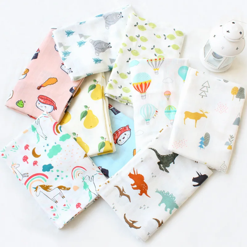 Summer Bamboo Cotton Baby Blanket For Newborn Birth Muslin Swaddle Babies Bed Stuff Infant Bath Towel Stroller Comforter 120x120