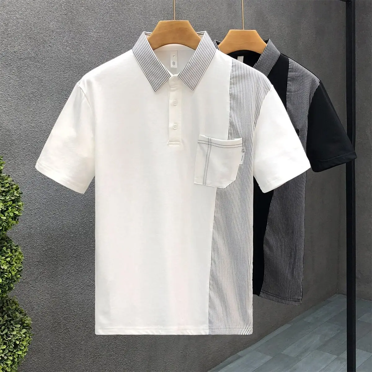 

Men's POLO shirt Summer ice silk high-end Business casual short sleeved T-shirt Solid Color Thin pure cotton lapel top