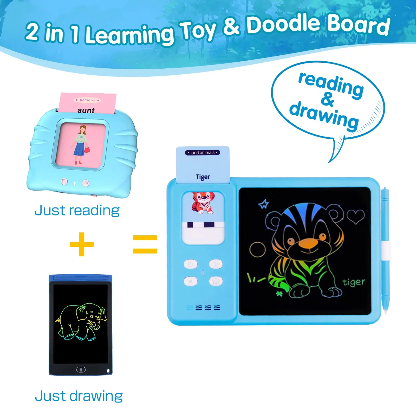 8 Inch 2In1 LCD Drawing Tablet For Children Painting Tools Kids Educational Learning Sight Words Toys Writing Board Autism Gifts