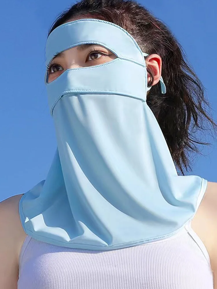 2024 Hete Nieuwe Ijs Zijde Masker Vrouwen Facekini Zomer Zonnebrandcrème Anti-Ultraviolet Ademend Polyester Dunne Cover Gezicht