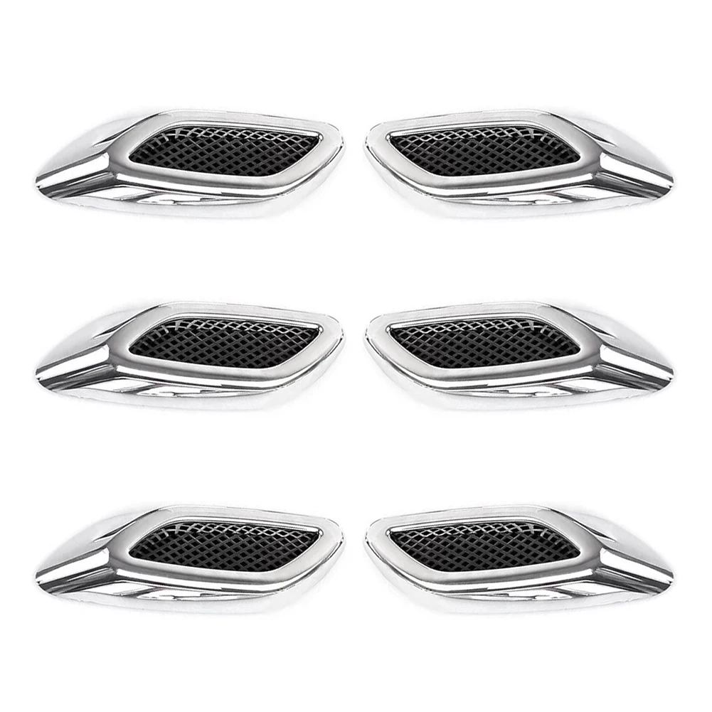 6PCS Car Side Vent Air Flow Fender Car Side Fake Vent Sticker Intake ABS Auto Simulation Side Vents Styling Car Accessories