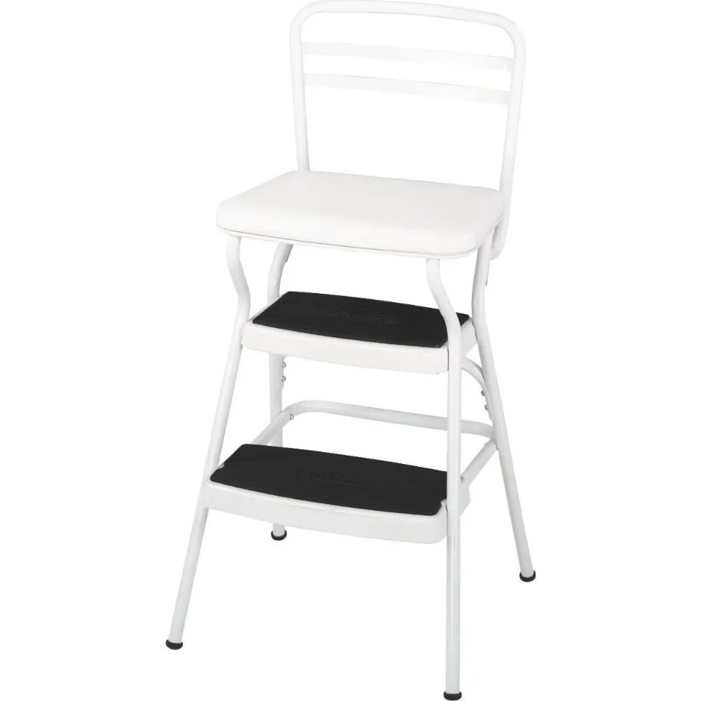 

Retro Chair + Step Stool with flip-up seat (white, one pack),senior Home portable for living room,Step Stools