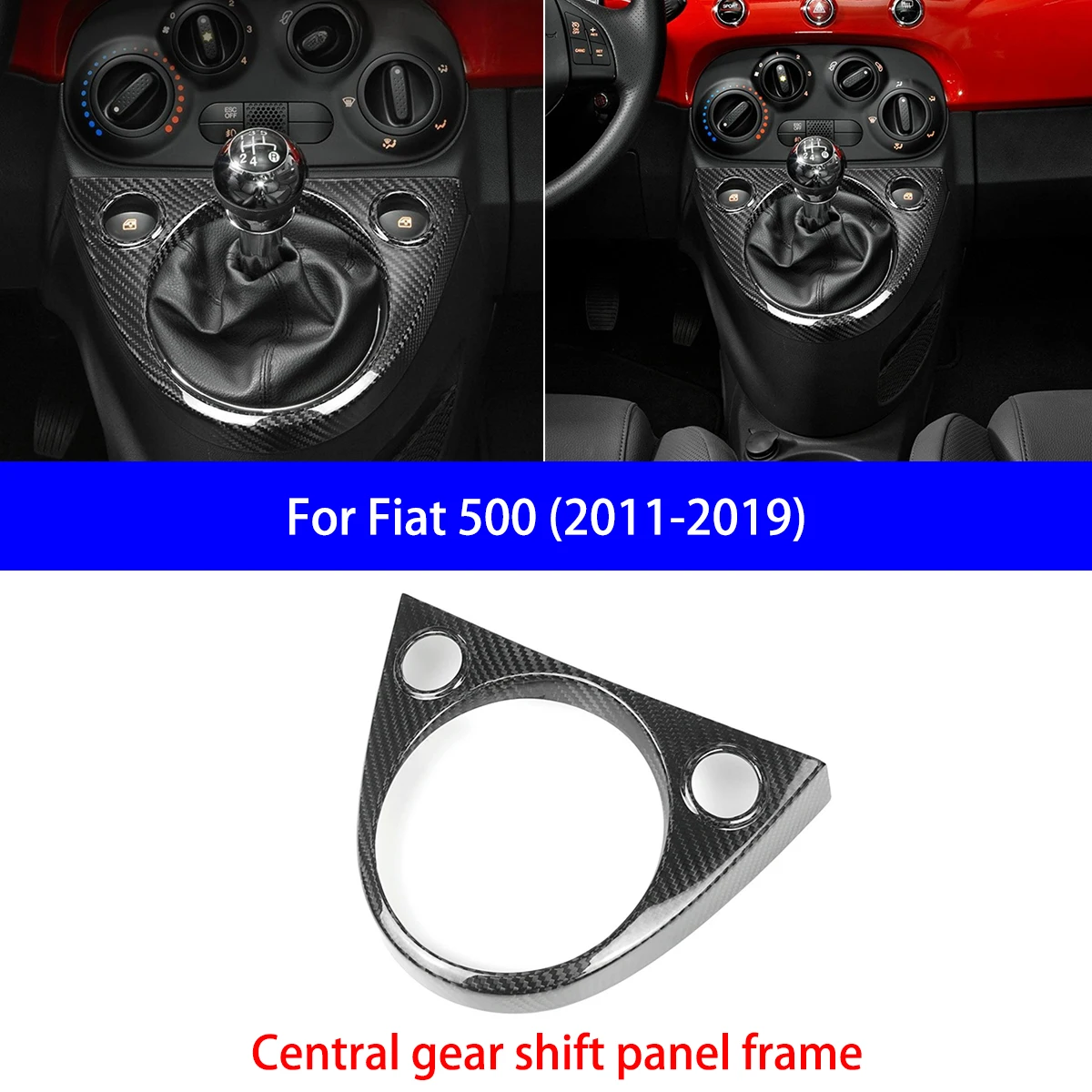 For Fiat ABARTH 500 595 695 Dry Carbon Fiber Handbrake Cover/gear Shift Panel/cup Holder/shift Panel Button Cover Interior Parts view 4