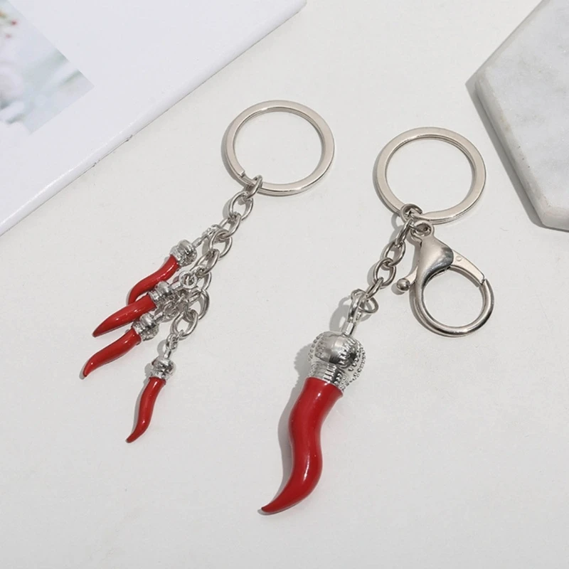 Unique Pepper Keychain Horn Keyring Pendant Eye Catching Bag Charm Long Lasting Alloy Key Chain Accessory