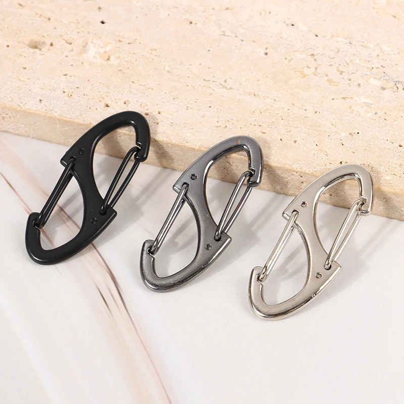 

10 Pcs S Type Dual Spring Carabiner Mini Keychain Lock Hook Anti-Theft Outdoor Camping Backpack Buckle Key-Lock Tool Snap Hooks