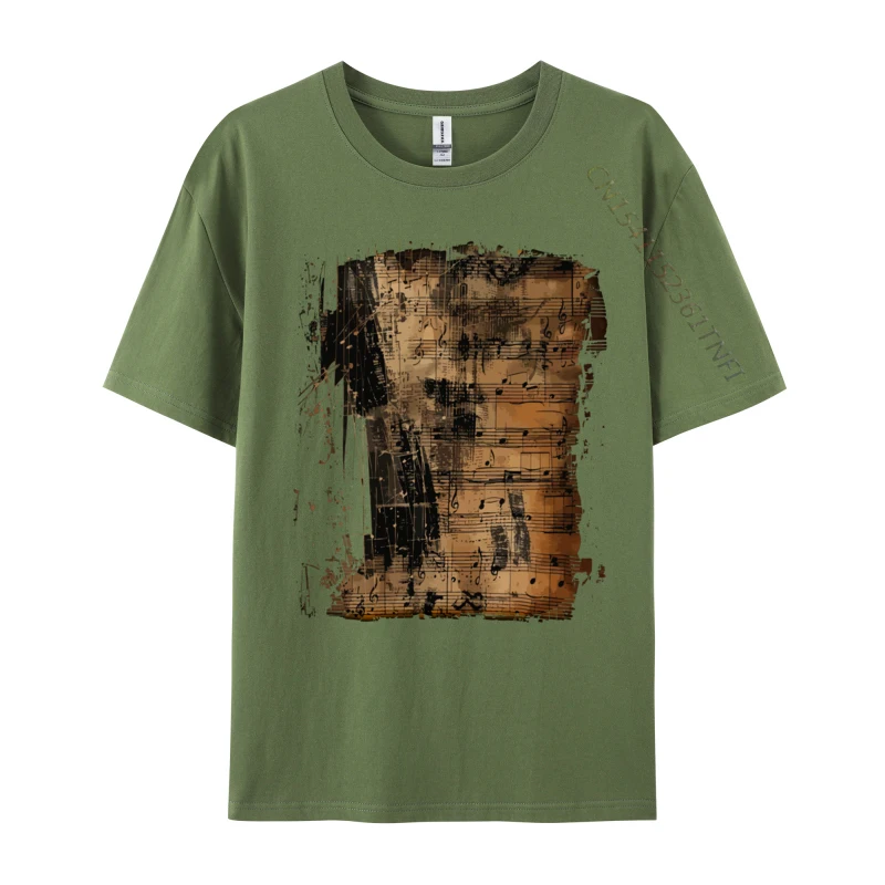 Vintage Music Sheet Notes Pianist Musician Grunge Tops & Tees Simple Style Top T-shirts Family Party Pure Cotton Men's T Shirts image 4