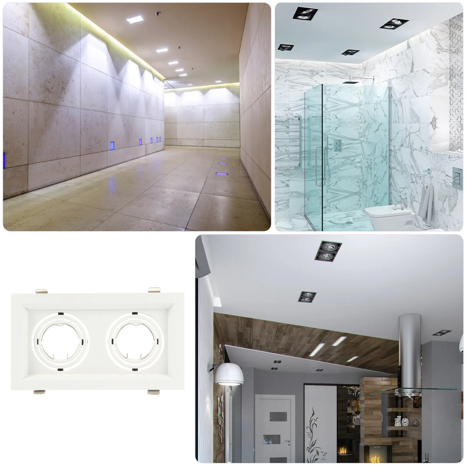 

1Pcs Dual Head LED Spotlight Trim Ring Adjustable Compatible for Mr16 Gu10 Ceiling Light Fixture for Home Office Shopping Mall