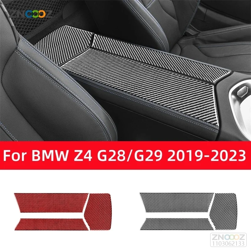 For BMW Z4 Series G28 G29 2019-2023 Carbon Fiber Accessories Interior Car Central Armrest Box Panel Trim Cover Decorative Sticke