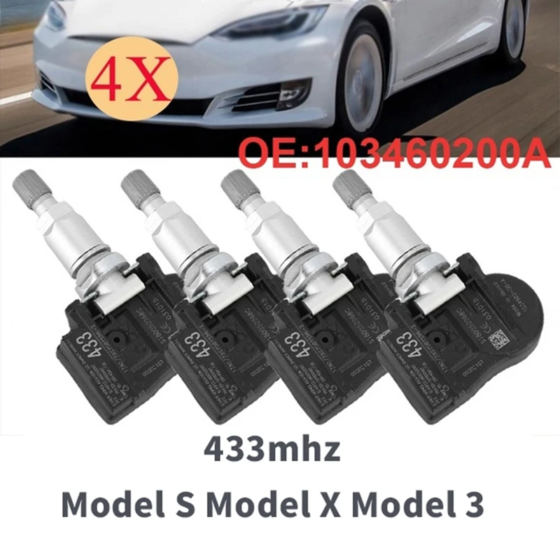 

1 комплект из 4 датчиков давления в шинах TPMS 433 МГц для Tesla Model S Model X Model 3 1034602-00-A 103460200A